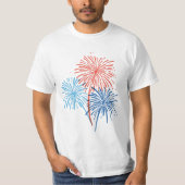 Handgeschilderd 4 juli vuurwerk T-shirt (Voorkant)