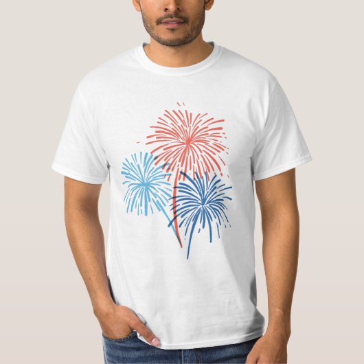 Handgeschilderd 4 juli vuurwerk T-shirt (Voorkant)