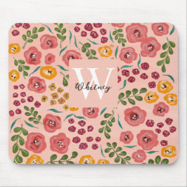 Handgeschilderd Abstract Bloemblush Pink Muismat