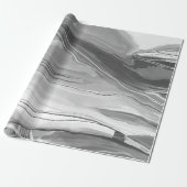 Handgeschilderd abstract schilderij, gemarmerd zwa cadeaupapier (Uitgerold)