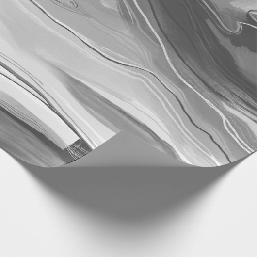 Handgeschilderd abstract schilderij, gemarmerd zwa cadeaupapier (Hoek)