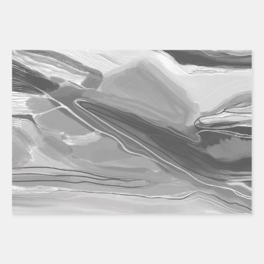 Handgeschilderd abstract schilderij, gemarmerd zwa inpakpapier vel (Voorkant 3)