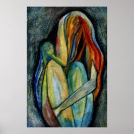 Handgeschilderd Abstract Vrouw Moderne Waterverf Poster