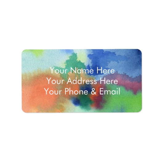 Handgeschilderd Abstract Waterverf blauw Sinaasapp Etiket (Voorkant)