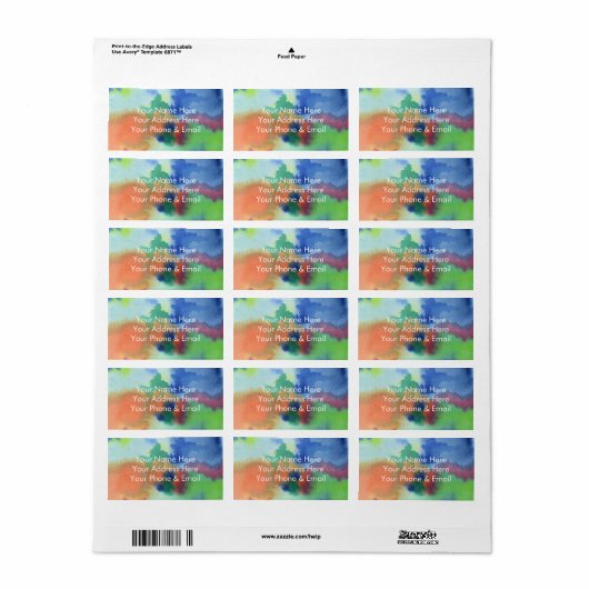 Handgeschilderd Abstract Waterverf blauw Sinaasapp Etiket (Full Sheet)