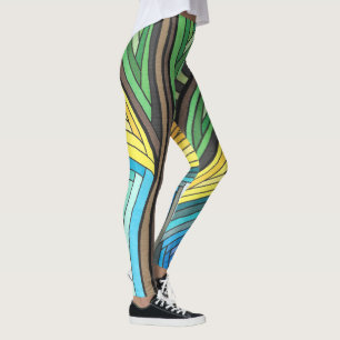 Handgeschilderd Abstracte Boom en Geometrisch Ontw Leggings