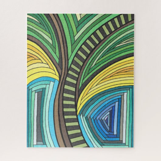 Handgeschilderd Abstracte Boom en Geometrisch Ontw Legpuzzel (Verticaal)