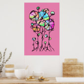 Handgeschilderd - Abstracte Boomgroep 3 Poster (Keuken)