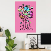 Handgeschilderd - Abstracte Boomgroep 3 Poster (Thuiskantoor)