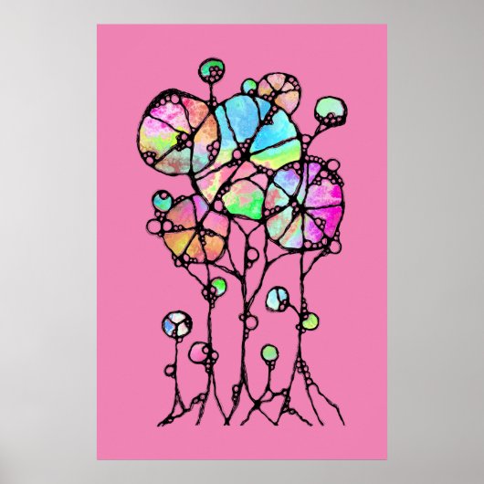 Handgeschilderd - Abstracte Boomgroep 3 Poster (Voorkant)