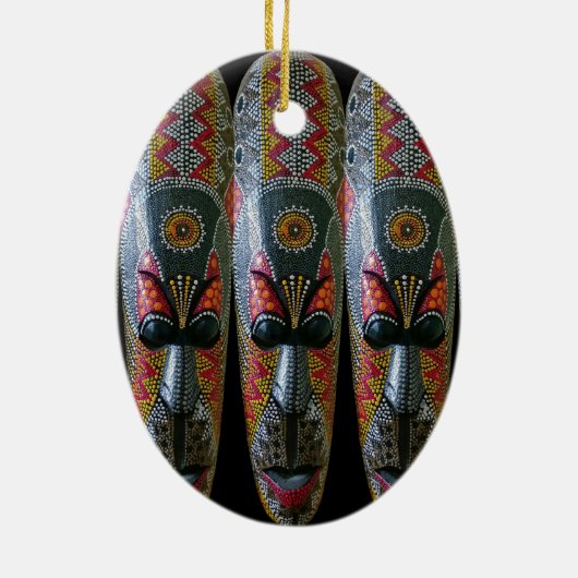 Handgeschilderd Afrikaans stammenmasker Keramisch Ornament (Achterkant)