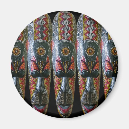 Handgeschilderd Afrikaans stammenmasker Magneet (Voorkant)