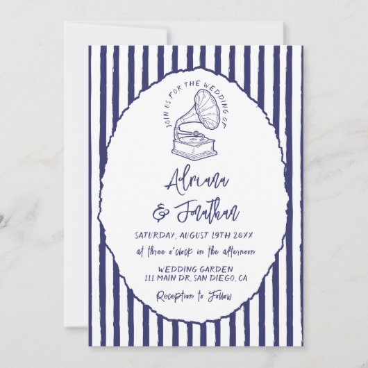 handgeschilderd blauw bruiloft kaart (Voorkant)