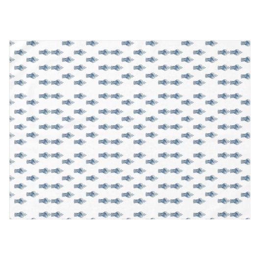 Handgeschilderd blauw en wit gember tafelkleed (Voorkant (Horizontaal))