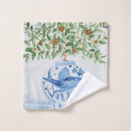 Handgeschilderd blauw en witte gember pot bad handdoek (Wasdoekje)
