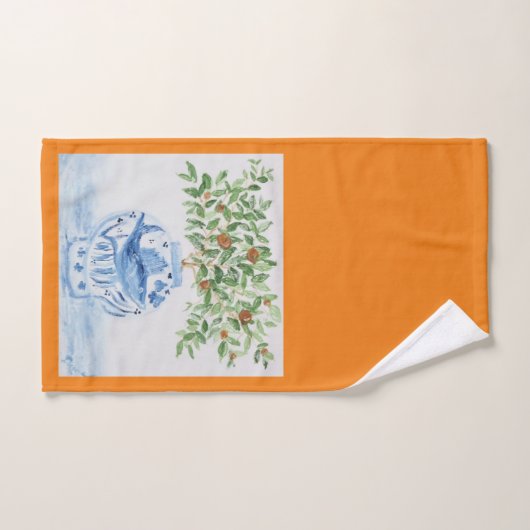 Handgeschilderd blauw en witte gember pot bad handdoek (Handdoek)