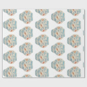 Handgeschilderd blauw en witte gember pot cadeaupapier (Vlak)