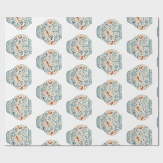 Handgeschilderd blauw en witte gember pot cadeaupapier (Vlak)