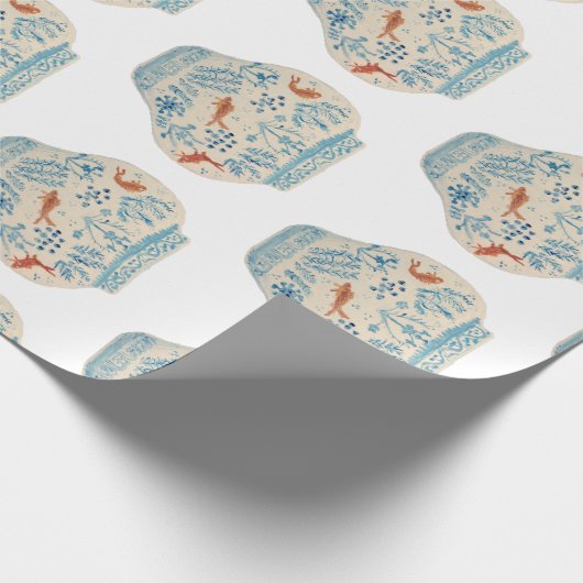 Handgeschilderd blauw en witte gember pot cadeaupapier (Hoek)