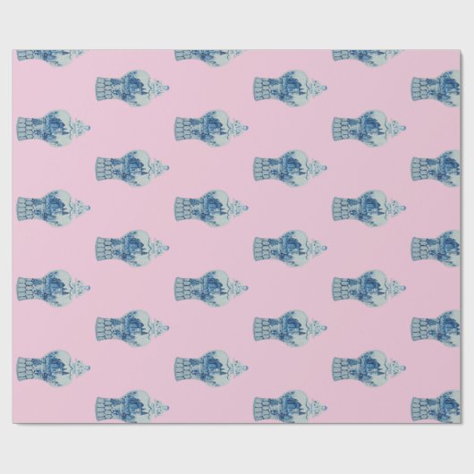 Handgeschilderd blauw en witte gember pot cadeaupapier (Vlak)