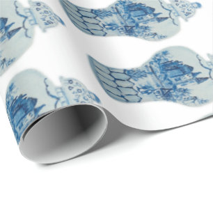Handgeschilderd blauw en witte gember pot cadeaupapier