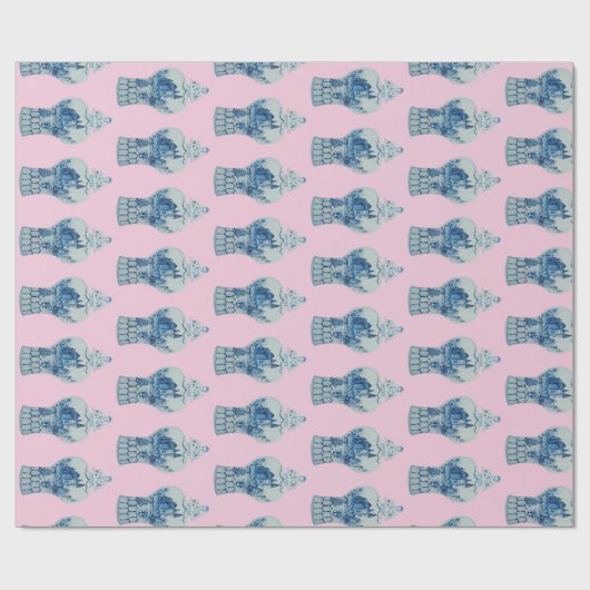 Handgeschilderd blauw en witte gember pot cadeaupapier (Vlak)