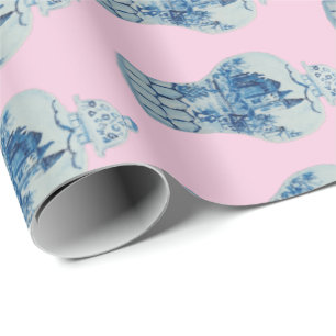 Handgeschilderd blauw en witte gember pot cadeaupapier