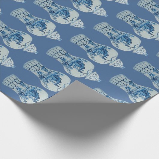 Handgeschilderd blauw en witte gember pot cadeaupapier (Hoek)
