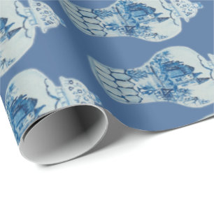 Handgeschilderd blauw en witte gember pot cadeaupapier
