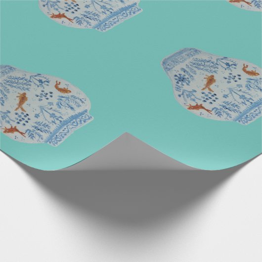 Handgeschilderd blauw en witte gember pot cadeaupapier (Hoek)