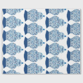Handgeschilderd blauw en witte gember pot cadeaupapier (Vlak)