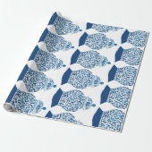 Handgeschilderd blauw en witte gember pot cadeaupapier (Uitgerold)