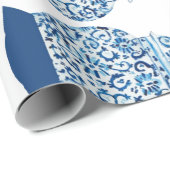 Handgeschilderd blauw en witte gember pot cadeaupapier (Rol Hoek)