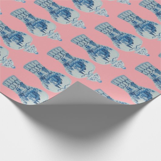 Handgeschilderd blauw en witte gember pot cadeaupapier (Hoek)