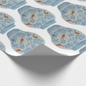 Handgeschilderd blauw en witte gember pot cadeaupapier (Hoek)