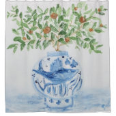 Handgeschilderd blauw en witte gember pot douchegordijn (Voorkant)