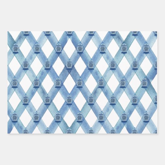 Handgeschilderd blauw en witte gember pot inpakpapier vel (Voorkant 2)