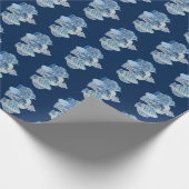 Handgeschilderd blauw en witte gember potten cadeaupapier (Hoek)