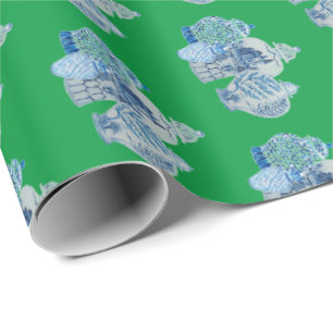 Handgeschilderd blauw en witte gember potten cadeaupapier