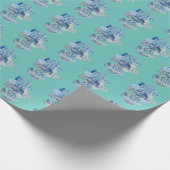 Handgeschilderd blauw en witte gember potten cadeaupapier (Hoek)