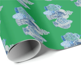 Handgeschilderd blauw en witte gember potten cadeaupapier