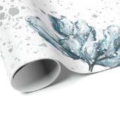 Handgeschilderd blauw Floral ontwerp Cadeaupapier (Rol Hoek)