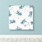Handgeschilderd blauw Floral ontwerp Canvas Afdruk (Insitu (Houten vloer))