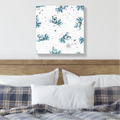 Handgeschilderd blauw Floral ontwerp Canvas Afdruk (Insitu (Slaapkamer))