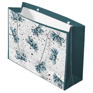 Handgeschilderd blauw Floral ontwerp Groot Cadeauzakje