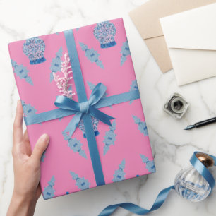 Handgeschilderd blauw gember verlooppapier cadeaupapier