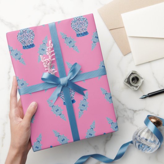 Handgeschilderd blauw gember verlooppapier cadeaupapier (Geschenken)