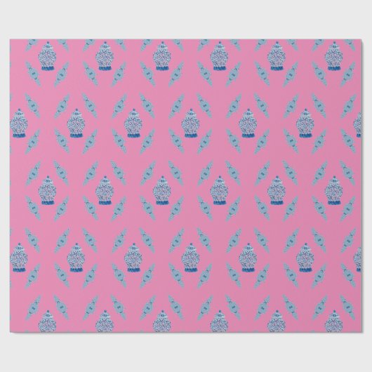 Handgeschilderd blauw gember verlooppapier cadeaupapier (Vlak)