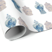Handgeschilderd blauw gember verlooppapier cadeaupapier (Rol Hoek)