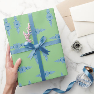 Handgeschilderd blauw gember verlooppapier cadeaupapier